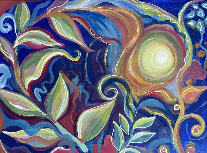 Leaf Spiral, Acrylic on panel, 8 X 11 